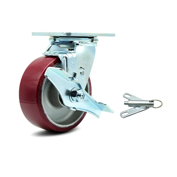 5 Inch Poly on Aluminum Caster with Ball Bearing and Brake/Swivel Lock SCC